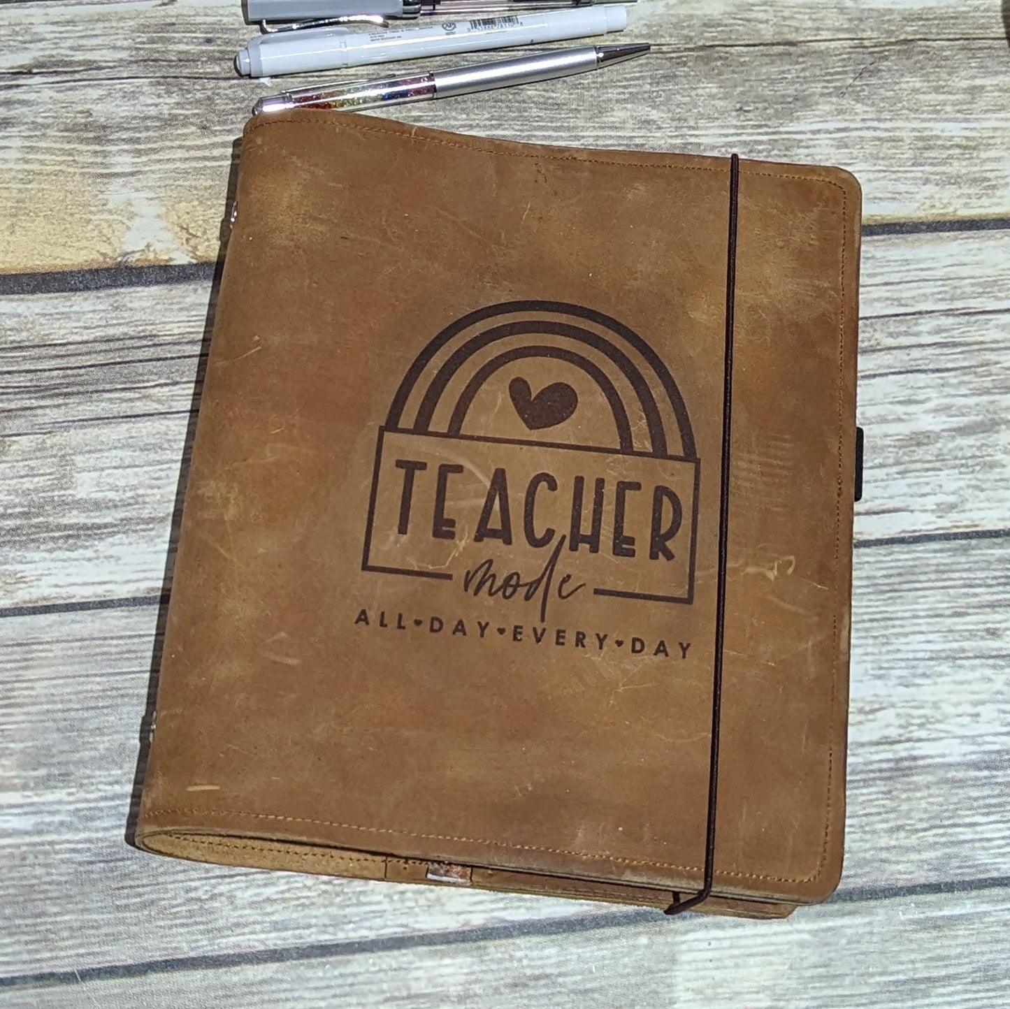 Teacher Life Ring Bound HPC Sized Leather Cover Ready to Ship